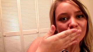 A blonde that loves fisting her wet pussy pushes her hand inside herself