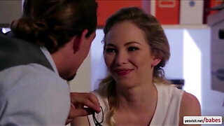 Hot blonde Angel Smalls gets perfectly fucked in the office