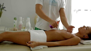 Petite teen gal Candy Julia gets used by her handsome masseur