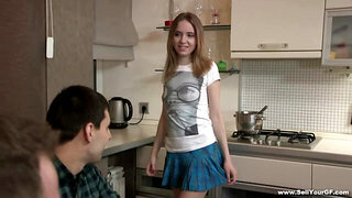 Sex dessert on a kitchen table