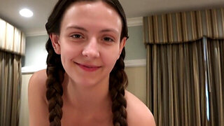 Adorable brunette in black lingerie wants POV fucking