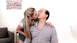 Fetishistic slut is going to fuck a gross old man here