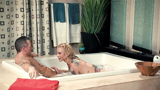 Awesome massage scene with a nasty-ass blonde slut