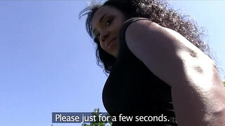 Ebony stunner gets fucked in POV in an outdoor video
