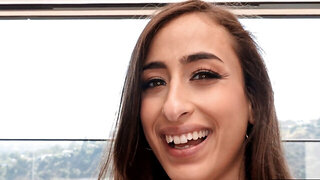 Hot brunette with an amazing booty rides like a pro