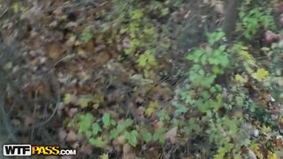 Blonde with hairy clit fucking in public