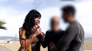 Big boobs brunette dealing with the biggest boner thus far