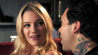 Blonde babe enjoys hardcore oral sex with a tattooed stud