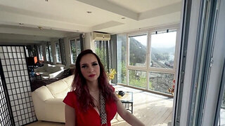 Cute MILF with big nipples looks sexy in her black tights