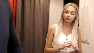 Nerdy teen blonde takes stranger's dick into her fuck-hungry cunt