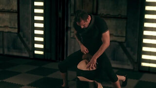 Villain easily enticed superhero distracting him with pussy