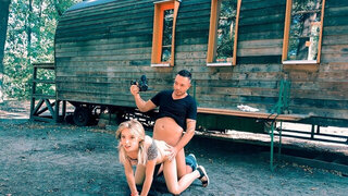 Slender slut gets fucked in the woods and taped doing nasty things