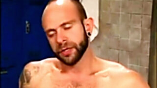Burning hairy chaps tear up in a locker room.