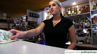 Beautiful bar girl gets laid after being paid with cash