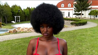 Busty ebony Lexi Luv's cunt looks cute on a white dick