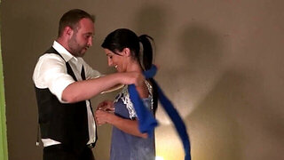 Slender French MILF anally rides butler's boner