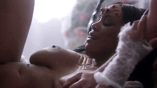 Hot girl with a fantastic ass is having sex with two men