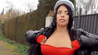 Cute Megan Fiore spreads her pussy lips in a stranger's car