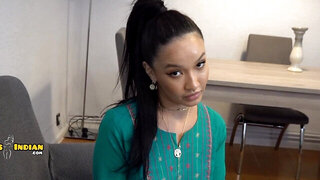 Gorgeous Indian girl is getting a facial from the perv