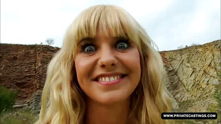 Future pornstar fucks outdoors and tastes cum