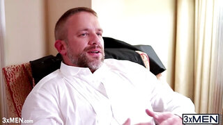 Wild Redhead Bennett Anthony gives Dirk Caber getting off fat burden of goopy jizz shot