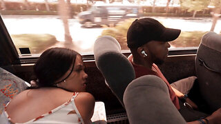 Madalina Moon turns him on and fucks him on the bus