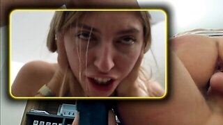 Blonde Doll Has Sex With a Nerd in Office With Two Camera Angles
