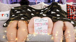 Hot starlets with amazing bodies have a wild Xmas treesome