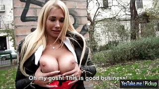 Kyra Hot flashes her big boobs for money