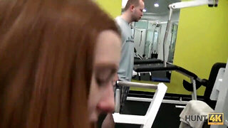 Rich guy buys cute wife's pussy in the gym