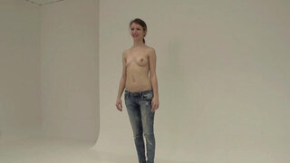 Petite casting girl strips naked and wants to fuck
