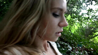 Girl with cute hair face ends up sucking dick in public