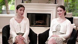 Daring stepsister is going to enjoy a crazy FFM threesome