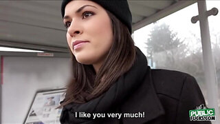 Hot brown eyed Suzy Bell gets her pussy banged by strangers huge dick