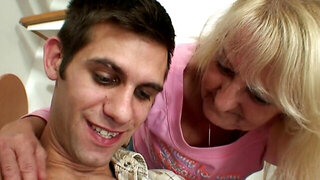 Old lady is going to ride his cock to the limit today