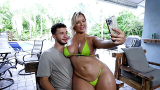 Oily bombshell Jenna Starr takes stepbrother's cock