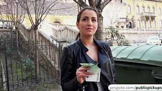 Brunette babe Cindy Loarn is so hot in her leather jacket and high heels