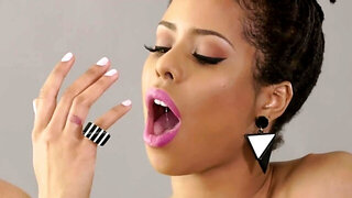 Stunning ebony doll masturbates just for your eyes