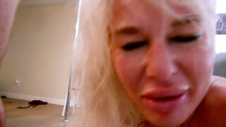 Thick, submissive blonde is getting fucked and gives a BJ