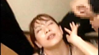 A slurps Japanese spit-filled teacher bukkake