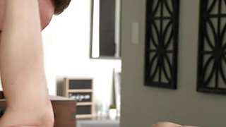 Blonde cocksucker MILF conducting a hot FFM threesome