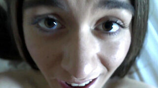 POV with a girl who has a wet pussy and a pretty face