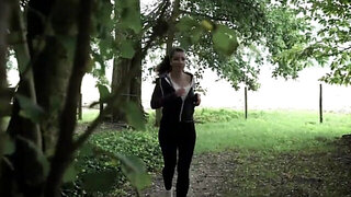 Old ass dude fucking his prey while she runs from him