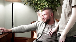 Brian Bonds lets Myott Hunter ride him after the BJ