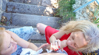 Grannies getting fucked in FFM while wearing stockings