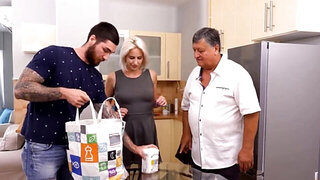 Hot chick agrees to sex with her father-in-law