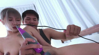 Asian teen using toys and being a horny whore
