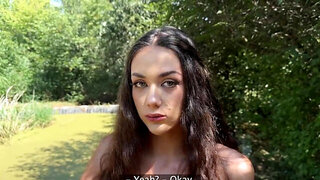 Drooling bitch fucks a random older guy in the park