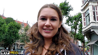 Bimbo in fishnets boned in the fanny in public sex video