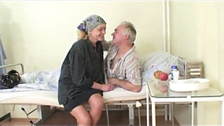 Granny sees grandpa screws nurse in hospital
